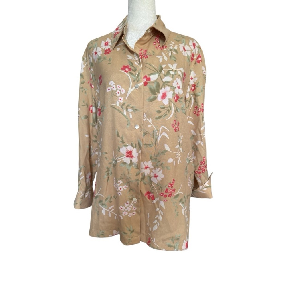 Kate Hill for Lord and Taylor Silk Floral Tan Women's Top